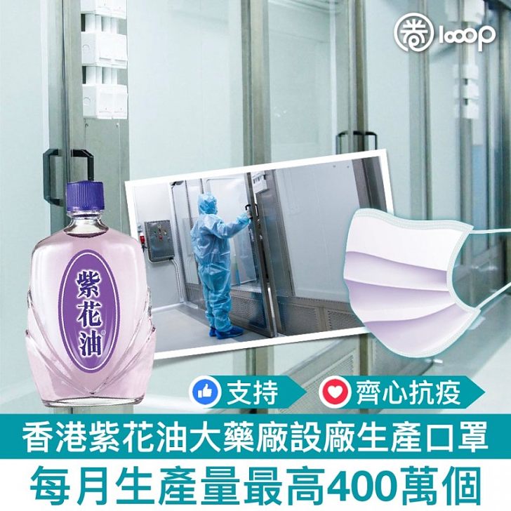 香港紫花油大藥廠設廠生產口罩每月生產量最高400萬個 圈新聞 Looop
